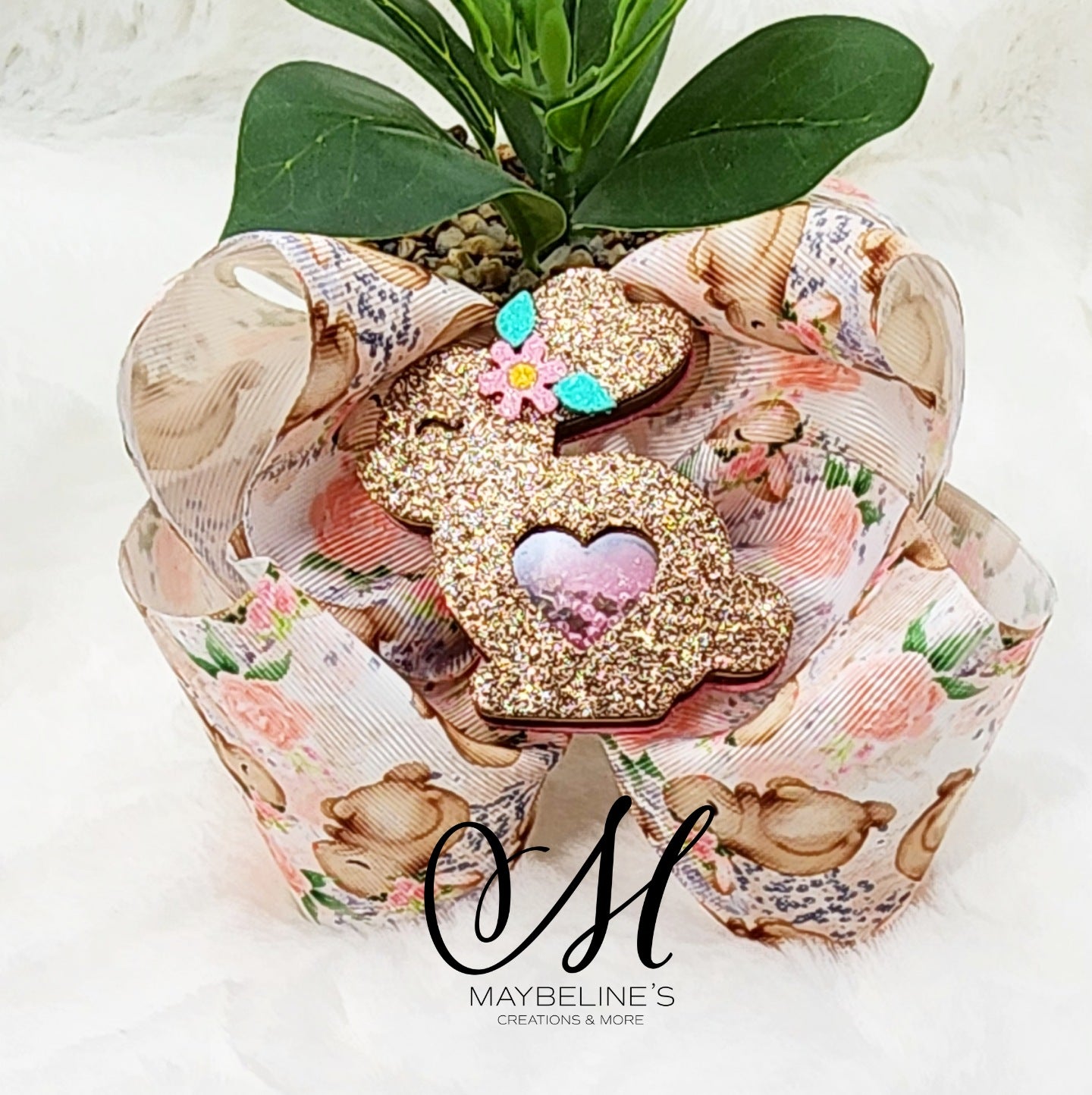 Chocolate Easter bunny shaker hairbow